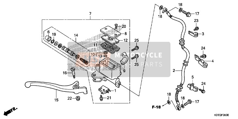 Honda SH125D 2016 Cilindro maestro de freno delantero para un 2016 Honda SH125D